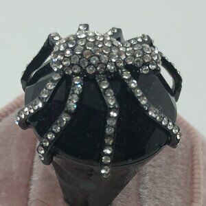 Black Tone Ring with Purple Faceted Stone with Rhinestone Spider,Sz 10.